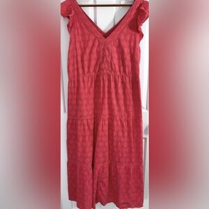 Loft corall maxi dress with gold thread detail